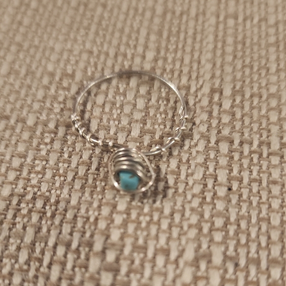 Silver Wire Wrapped Ring with Turquoise Stone - Picture 1 of 3